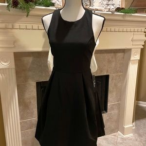 Black Rayon Blend Halter Dress with Side Cut-outs